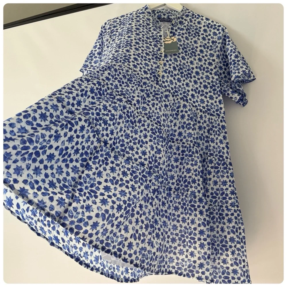 NWT Anthropologie Ro's Garden Vibeka Short-Sleeve Cotton Mini Dress, L - Picture 13 of 14